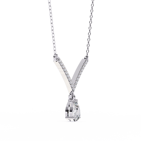 V Curved Chevron Pear Drop Necklace - view 4