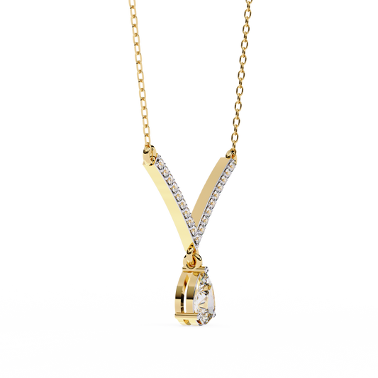 V Curved Chevron Pear Drop Necklace - view 2