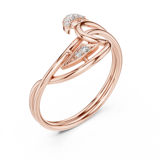 Round Cut Moissanite Abstract Bypass Open Minimal Ring - view 3