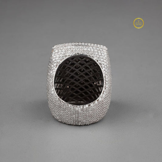 Pave Lab Grown Diamond Statement Pinky Ring Pink Floral Cluster - view 4