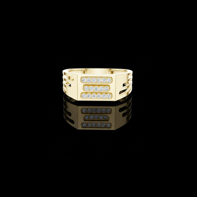 Round Cut Lab Grown Diamond Men's Architectural Side Cutout Statement Band