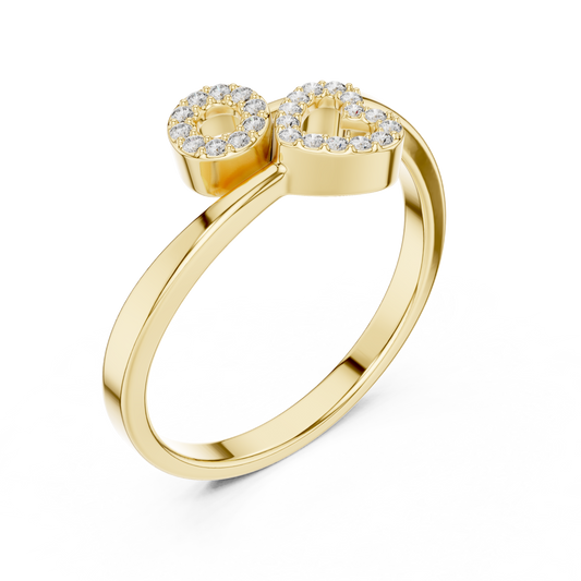 Round Cut Moissanite Heart And Circle Engagement Ring - view 2