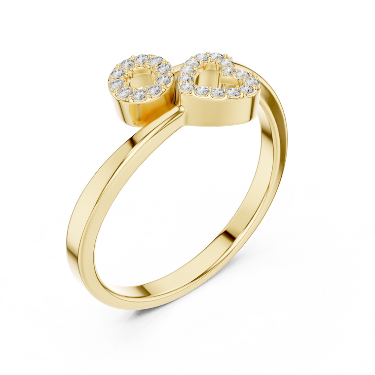 Round Cut Moissanite Heart And Circle Engagement Ring - view 2