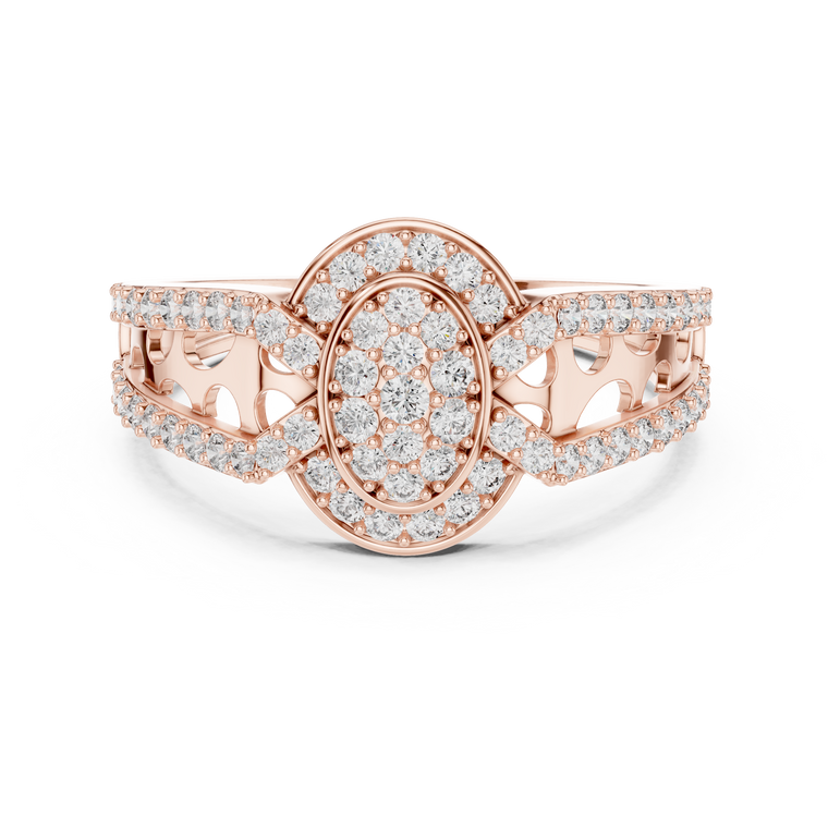 Round Cut Lab Diamond Cluster Split Shank Ring - view 2