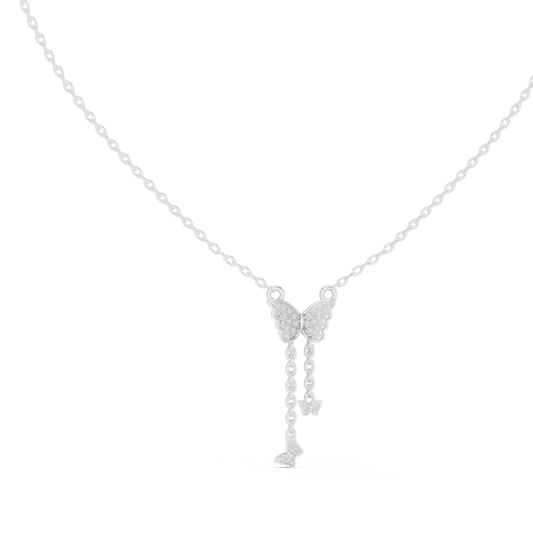 0.12 TCW Butterfly Moissanite Drop Pendant with Pave Wings - view 3