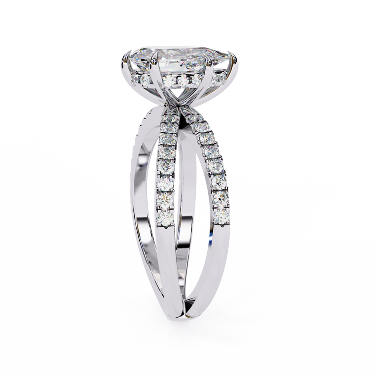 Pear Cut Double Band Moissanite Promise Ring For Women - view 2