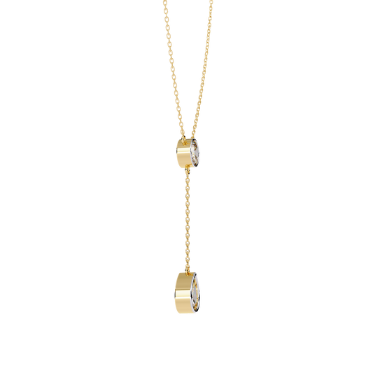 Bezel Set Round with Drop Pear Cut Necklace - view 4