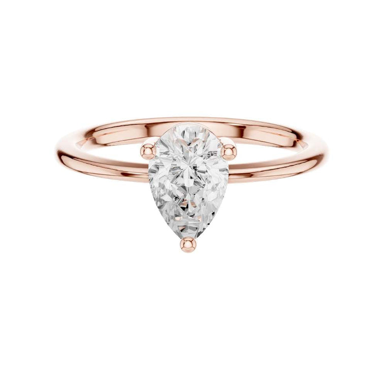 Pear Cut Moissanite Three Prong Solitaire Ring - view 2