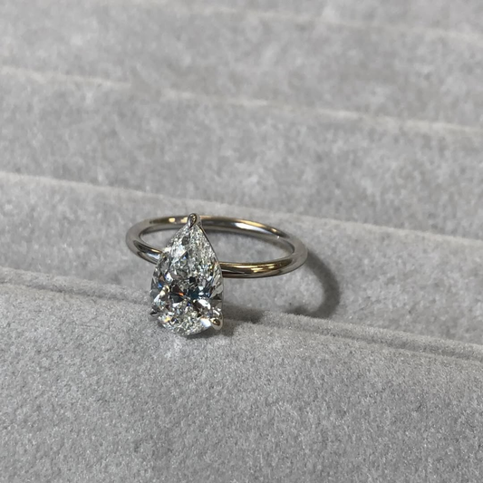 Pear Cut Lab Diamond Solitaire Delicate Wear Engagement Ring - view 3