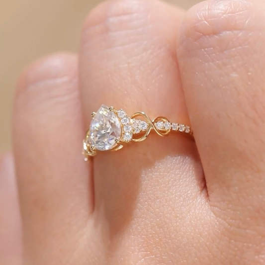 Pear Cut Lab Diamond Infinity Halo Engagement Ring - view 3