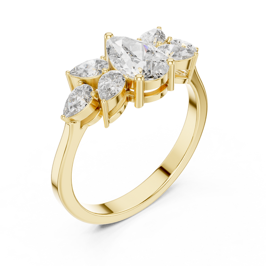 Pear Cut Lab Diamond Cluster Wedding Ring - view 4