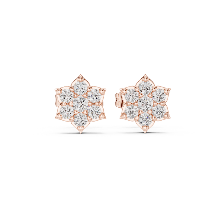 Starpetal Round Cluster Earrings with Floral Points - view 2