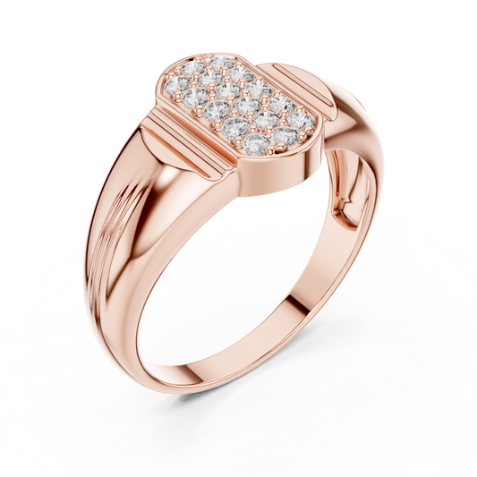 Round Cut Lab Grown Diamond Men's Elongated Medallion Wedding Ring - view 4