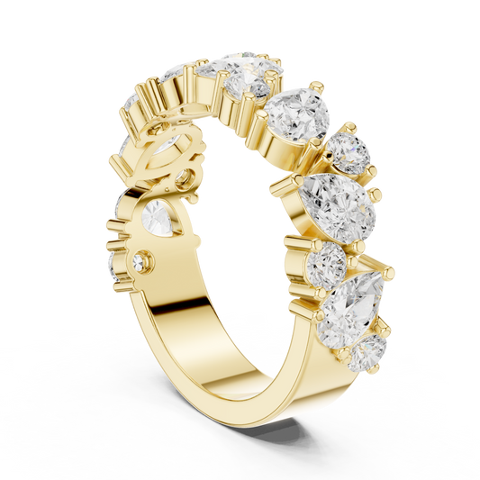 Pear Cut Lab Diamond Wide Statement Band Ring - view 4