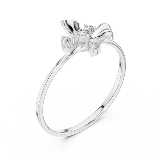 Petal Flower Ring with Round Moissanite Accents - view 4