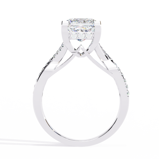 Princess Cut Split Shank Pave Lab Diamond Ring - view 4
