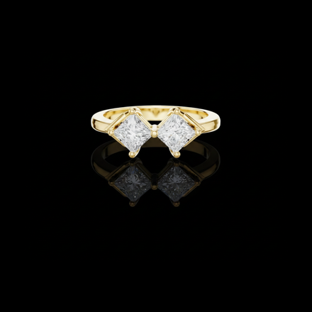 Princess Cut Two Stone Toi Et Moi Lab Diamond Ring