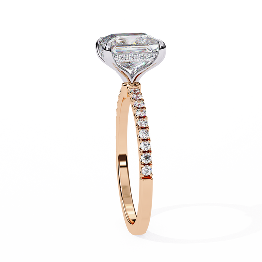 Hidden Halo Princess Cut Moissanite Pave Anniversary Ring - view 2