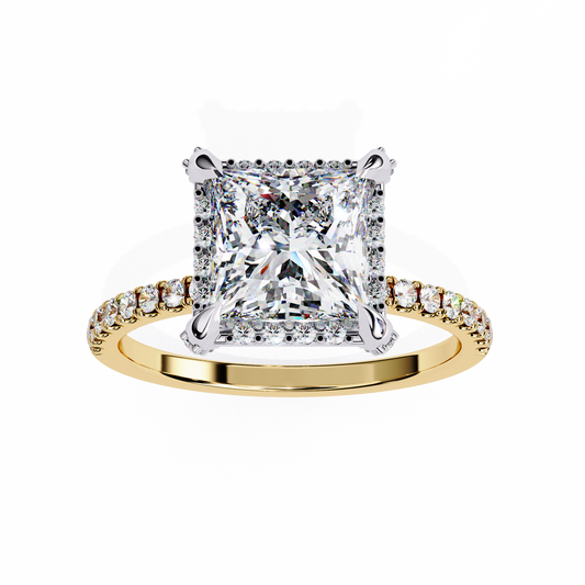 Princess Cut Micro Pave Halo Engagement Ring - view 2