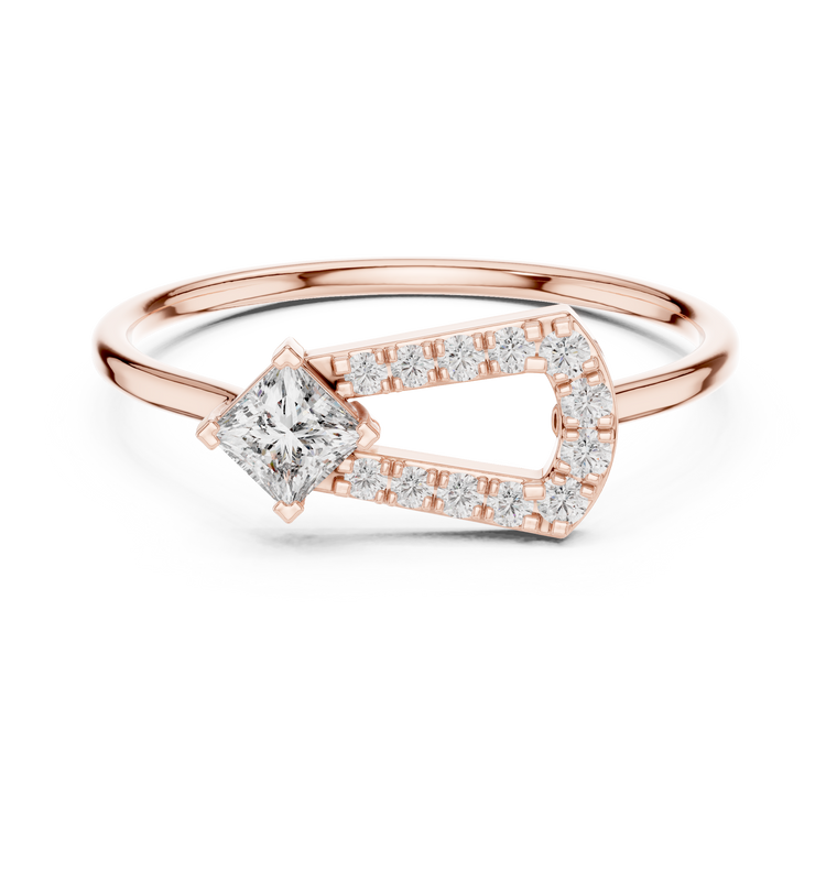 Princess Cut Moissanite Open Frame Engagement Ring - view 2