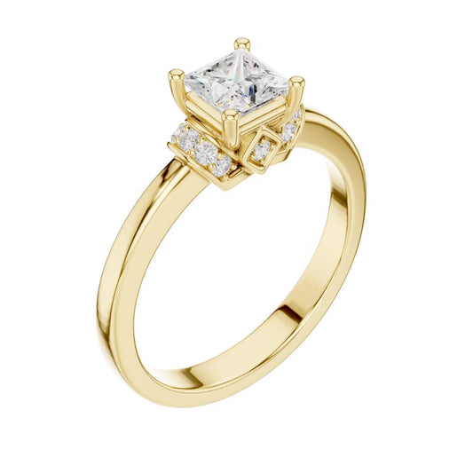 Princess Cut Moissanite Halo Accents Engagement Ring - view 4