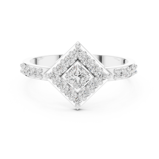 Princess Cut Halo Diamond Square Lab Grown Diamond Ring - view 3