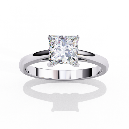 Princess Cut Lab Diamond Solitaire Ring with Delicate Band - view 4