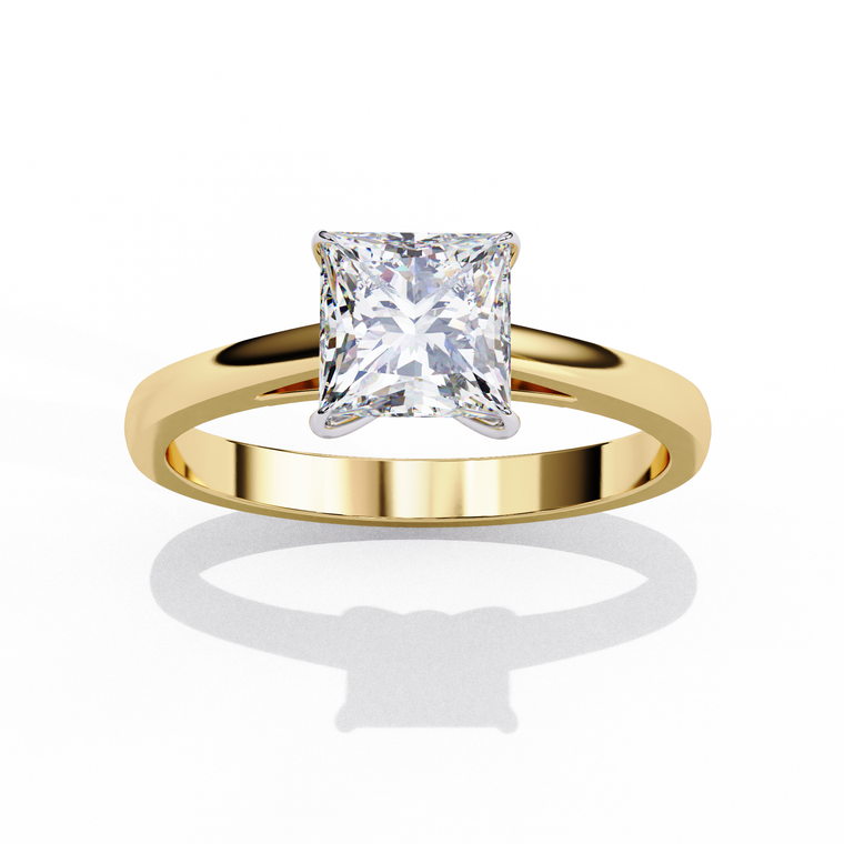 Princess Cut Moissanite Solitaire Ring with Delicate Band - view 2