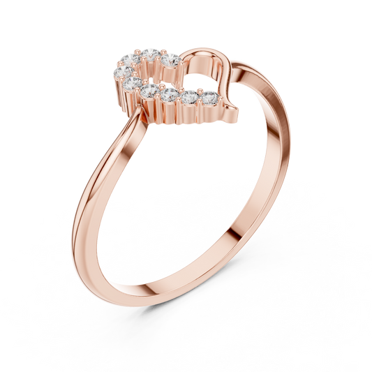 Round Cut Moissanite Heart Ring With Pave Design - view 3