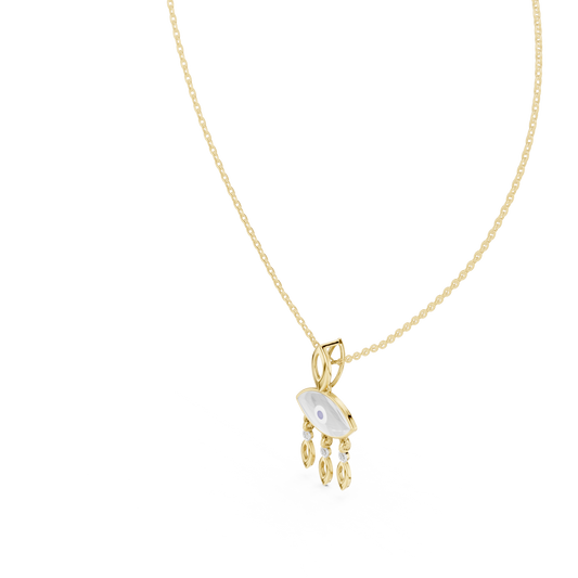 0.03 TCW Evil Eye Moissanite Pendant with Enamel Center and Drops - view 4
