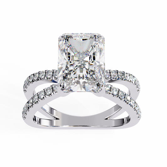 Hidden Halo Radiant Cut Lab Diamond Wedding Ring For Women - view 2