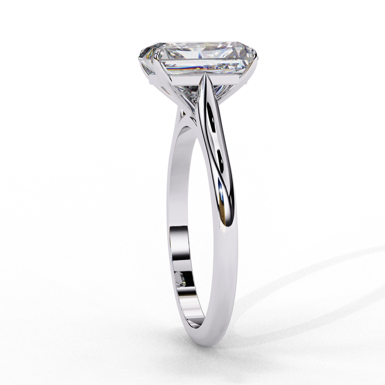 Four Prong Radiant Moissanite Solitaire Engagement Ring - view 2