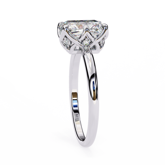 Hidden Halo Radiant Cut Moissanite Solitaire Ring - view 3