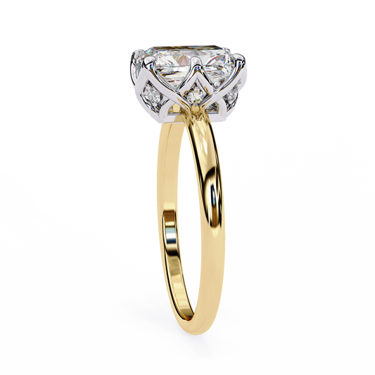 Hidden Halo Radiant Cut Moissanite Solitaire Ring - view 2