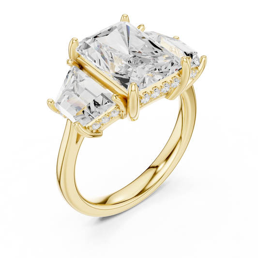Radiant Cut Lab Diamond Engagement Ring with Trapezoid Diamonds - view 4