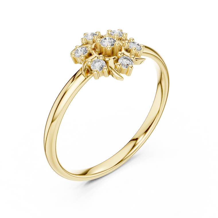 Round Cut Lab Diamond Floral Cluster Ring - view 2