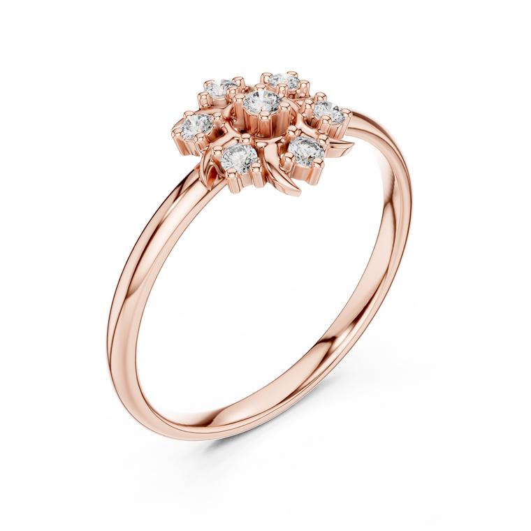 Round Cut Lab Diamond Floral Cluster Ring - view 3