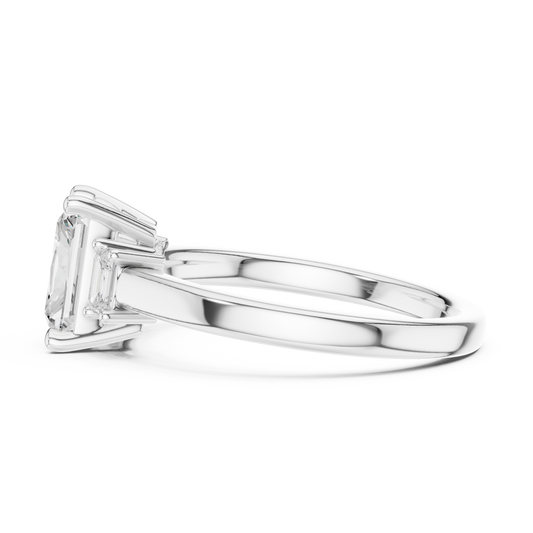 Radiant Cut Lab Diamond Ring with Baguette Side Stones - view 3