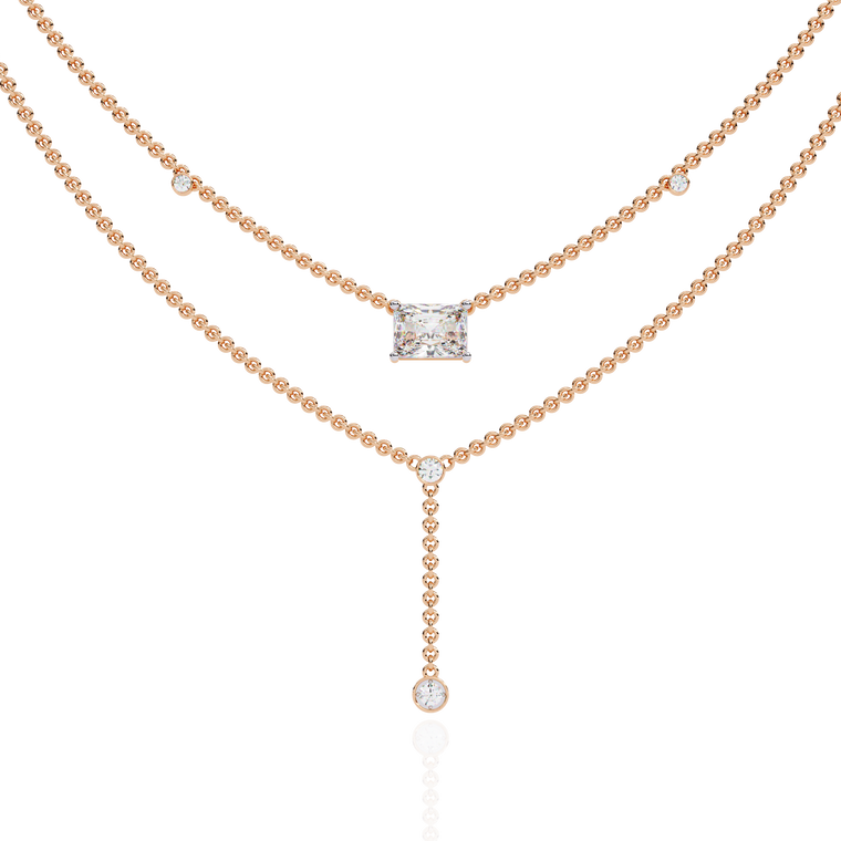 Double Layer East West Radiant Y Drop Necklace - view 2