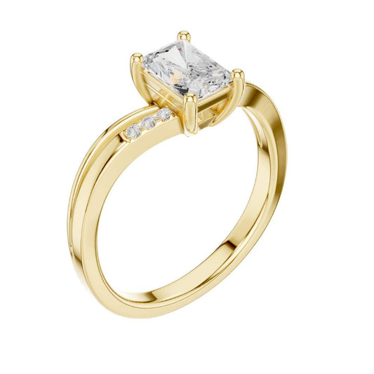 Radiant Cut Moissanite Split Shank Wedding Ring - view 4