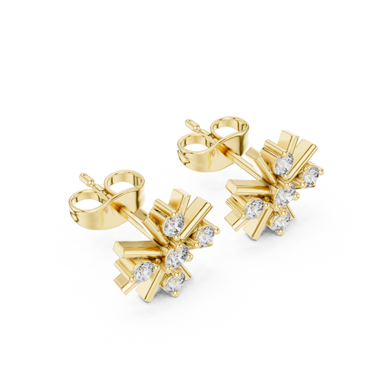 Starburst Round Geometric Cluster Stud Earrings - view 4