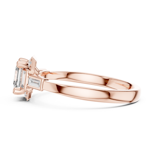 Art Deco Bezel Set Asscher Cut Moissanite Anniversary Ring - view 4
