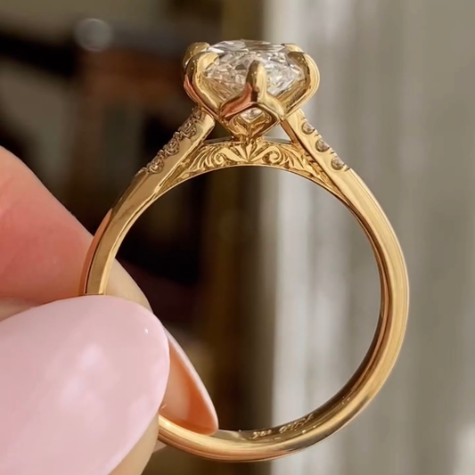 Marquise Cut Moissanite Solitaire Engagement Ring - view 4