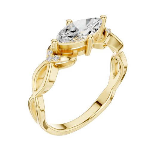 East West Marquise Cut Lab Diamond Twisted Band Engagement Ring - view 4