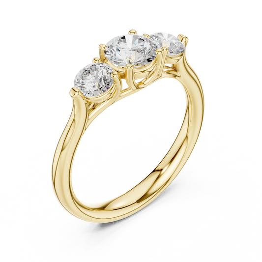 Round Brilliant Cut Three Stone Lab Diamond Engagement Ring - view 4