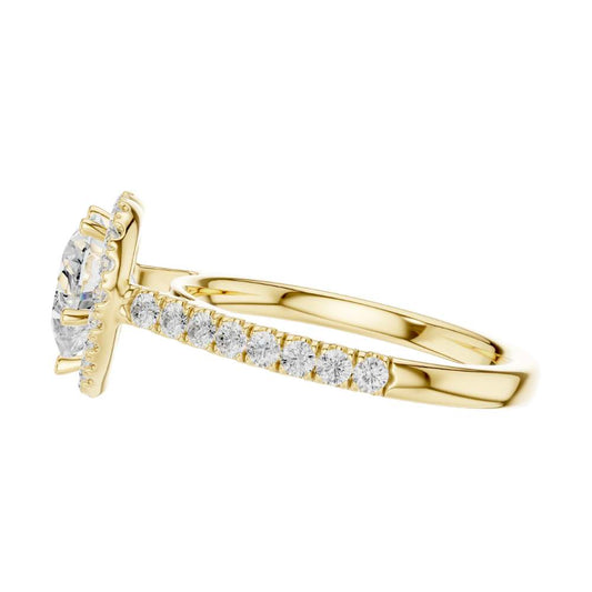 Heart Cut Halo Moissanite Ring With Pave Band - view 4