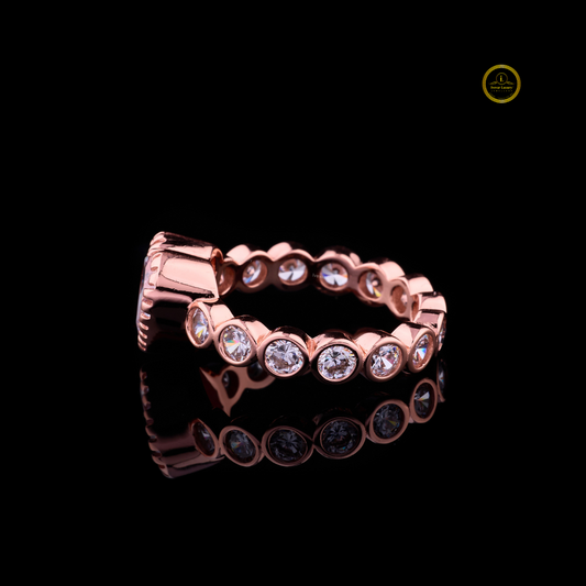 Heart Cut Lab Diamond Bezel Set Wedding Band With Eternity Ring - view 3