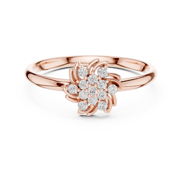 Round Cut Lab Diamond Swirl Floral Cluster Ring - view 2