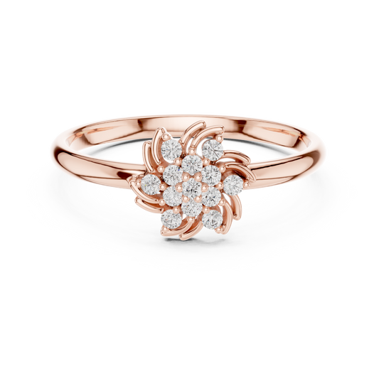 Round Cut Moissanite Swirl Floral Cluster Ring - view 2