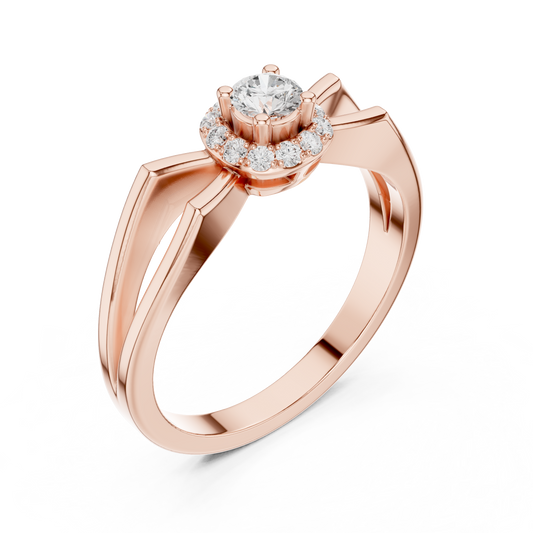 Halo Set Round Moissanite Split Shank Engagement Ring - view 3